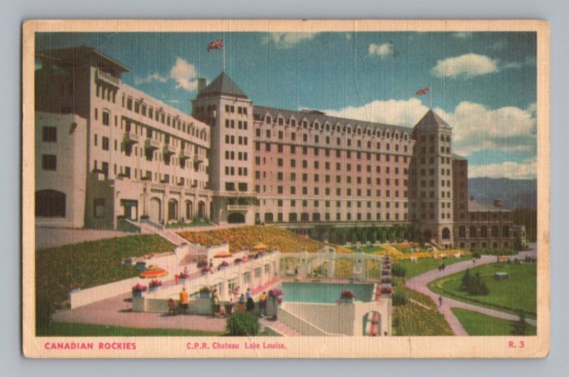 Canadian Rockies CPR Chateau Lake Louise Vintage Postcard 