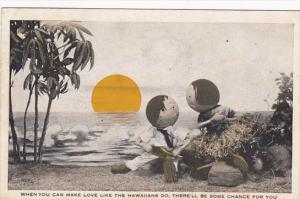 Egg Head Couple On Baech With Sunset 1917