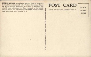 A/S George New York City NYC NY Caf� de la Paix Sidewalk Caf� Vintage Postcard
