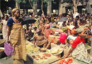 Africa in colors market scene trade commerce postcard