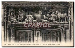 Postcard Old Amboise La Chapelle du Chateau Bas Relief Hunting Saint Hubert