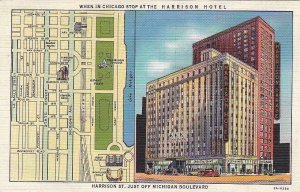 Postcard Harrison Hotel Chicago IL