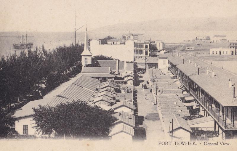 Port Tewfiek Egypt Aerial Boat Antique Postcard