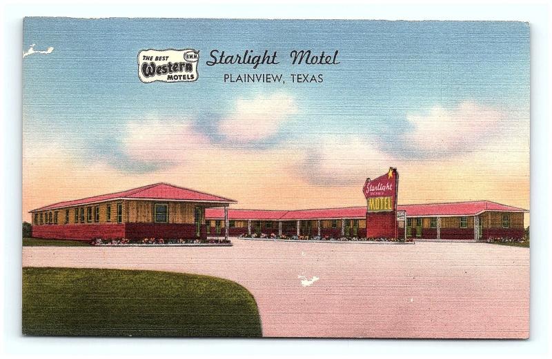 Postcard TX Plainview The Starlight Motel Vintage Linen H05