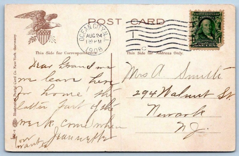 1908 OCEAN CITY NEW JERSEY*NJ*CENTRAL AVE NORTH FROM 14th STREET*BEACH HOUSES