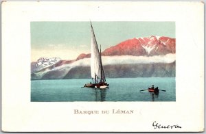 Barque Du Leman Large Sailboat Sailing Ship Lake Geneva Postcard