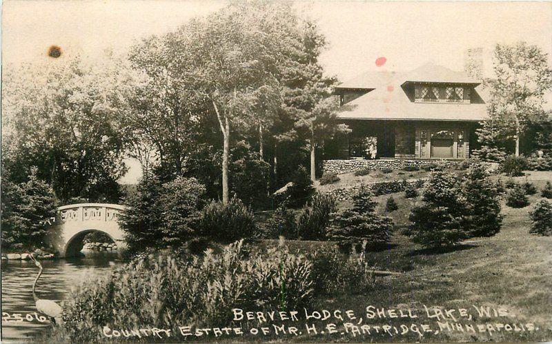 Beaver Lodge Partridge 1920s Shell Lake Wisconsin RPPC Photo Postcard 13174