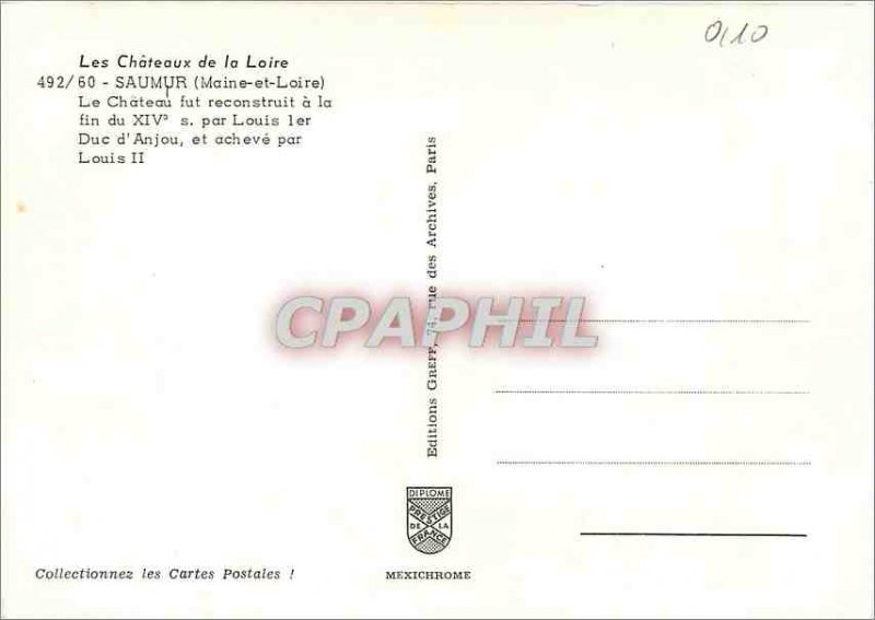 Postcard Modern Saumur (Maine et Loire) The Loire Castles The Castle was rebu...