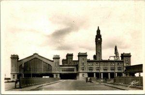 Vtg Postcard RPPC Pre-WWII - Cherbourg Maritime Railroad Station UNP France