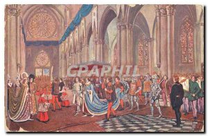 Old Postcard After the ceremony the coronation of Charles VII in the Cathedra...