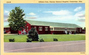 1943 Officers Club Fletcher General Hospital Cambridge OH Postcard