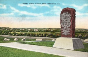 Vintage Postcard 1930s Pierre South Dakota From Verendrye Hill Pub. F.J. Freytag