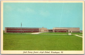 Waukegan Illinois ILL, Jack Benny Junior, High School Building, Vintage Postcard