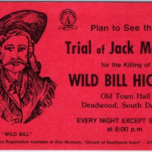 Deadwood SD Old Town Hall Theatre Trial Jack McCall Wild Bill Advertisement A145