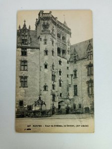 Vintage Postcard Nantes Cour du Chateau le Donjon Castle Scene France