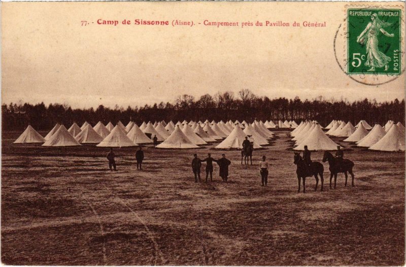 CPA Militaire Camp de SISSONNE - Campement pres du Pavillon (92170)