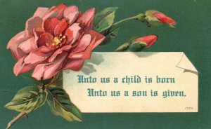 Large Print Petal Roses With Note Eastertide Greetings Vintage Postcard 1908