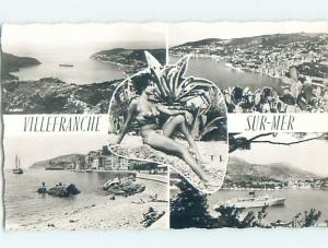 1960's risque GIRL IN BIKINI AT VILLEFRANCHE-SUR-MER BEACH IN FRANCE HL8576