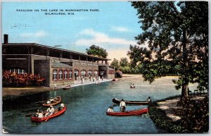 1940's Pavilion On Lake Washington Park Milwaukee Wisconsin WI Posted Postcard