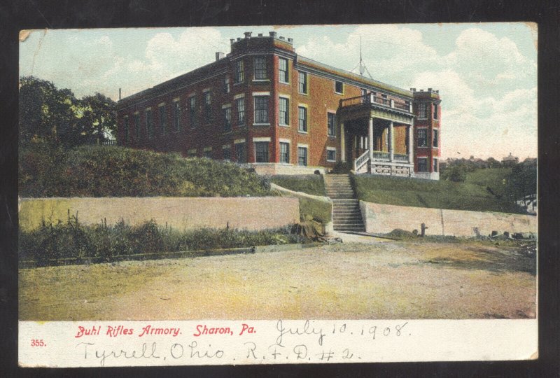 SHARON PENNSYLVANIA PA. BUHL RIFLES ARMORY GUN FACTORY VINTAGE POSTCARD 1908