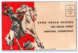 Lone Ranger Bond Bread Bakers Hartford Connecticut CT Unposted Antique Postcard