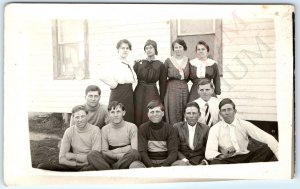 c1910s Group Young Adults RPPC Men Women Boys Girl Handsome Cute Real Photo A173