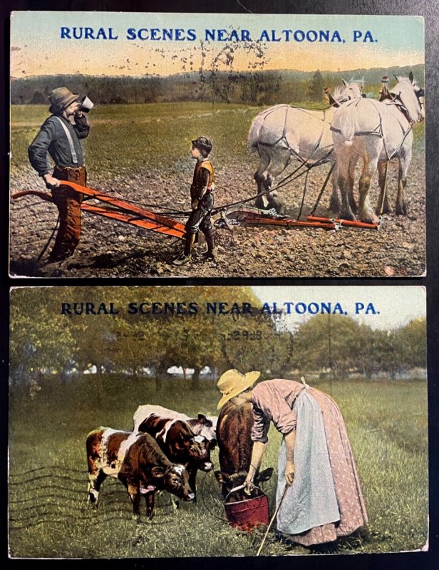Vintage Postcard 1910 Set of 2 Rural Scene near Altoona, Pennsylvania (PA)