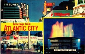 Greeting Atlantic City NJ New Jersey Multiview VTG Postcard UNP Unused Chrome