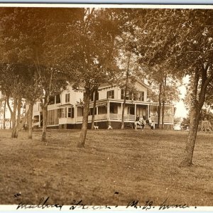 c1910s Huge Nice House RPPC Kid on Horse Real Photo Postcard Farm Antique A85