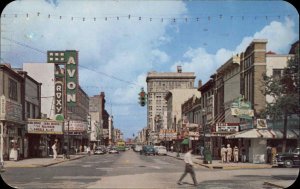 Savannah Georgia GA Broughton 1950s Street Scene Classic Cars Vintage Postcard