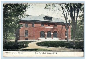 1912 New Town Hall, Warner New Hampshire NH Warwick MA Posted Postcard