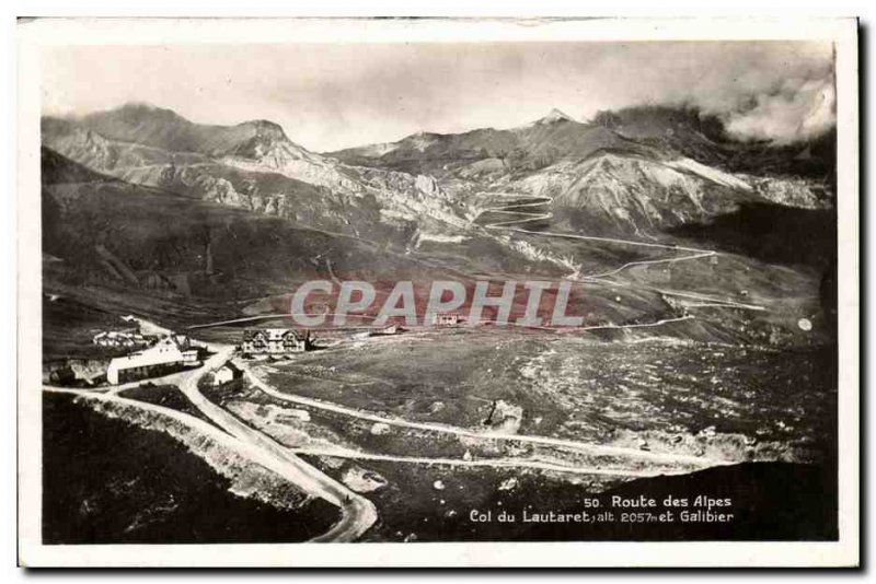 Old Postcard Alpine Road Lautaret and Galibier