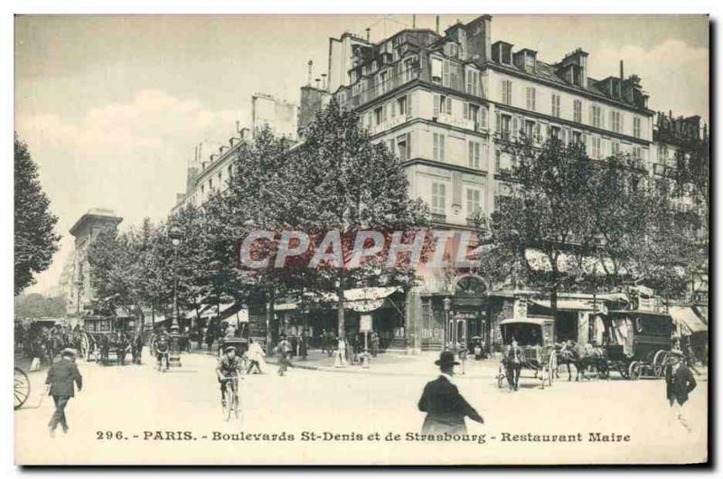 Old Postcard Boulevard St Denis Paris and Strasbourg Restaurant Maire