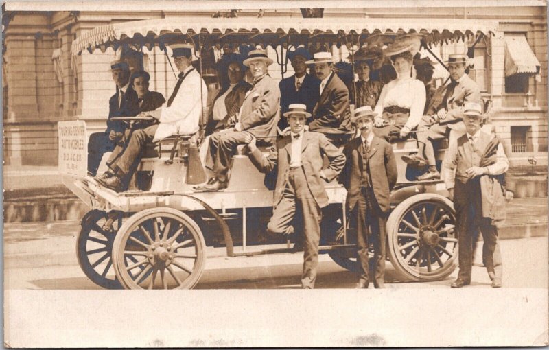 Real Photo Postcard Denver Omnibus and Cab Company Touring Automobiles Colorado