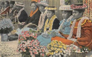 Flower Girls Honolulu, Hawaii Leis c1910s Island Curio Co. Vintage Postcard