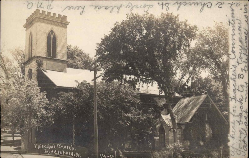 Middlebury VT Episcopal Church c1905 Real Photo Postcard