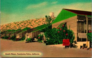 Lincoln Manor Motel Motor Court Twentynine Palms California UNP Linen Postcard