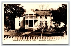 RPPC Birthplace of Will Rogers Claremore Oklahoma OK UNP Postcard T7