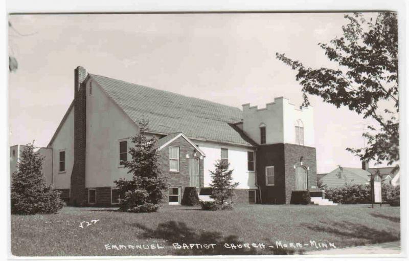 Emmanuel Baptist Church Mora Minnesota RPPC real photo 1950s postcard