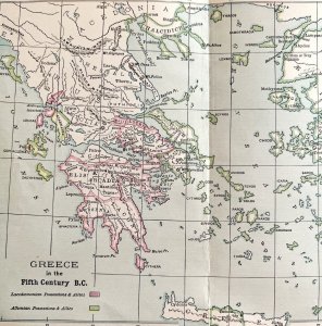 Greece In The 5th Century B.C. Map Print 1893 Victorian Mythology Antique DWS5A