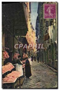 Old Postcard Nice La Rue Des Bouchers