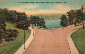 Vintage Postcard Driveway In Eden Park Showing Reservoir Cincinnati Ohio Kraemer