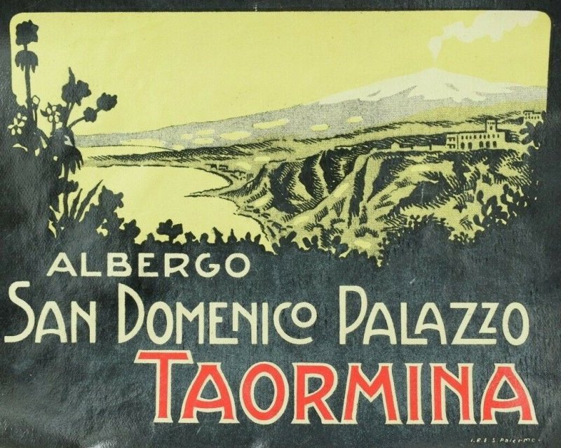 1940's-50's San Domenico Palace Hotel Taormina, Italy Luggage Label Original E19