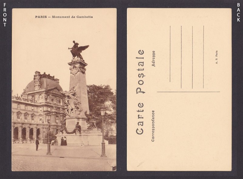 FRANCE, Postcard, Paris, Leon Gambetta Monument
