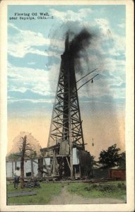 Sapulpa Oklahoma OK Flowing Oil Well Vintage Postcard