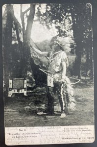 1907 USA RPPC Postcard Cover Native American Indian Hiawatha At Min Ne Ton Ka