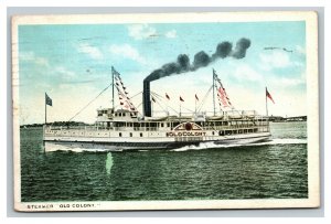 Vintage 1921 Postcard Passenger Steamer Old Colony Newport Line New York