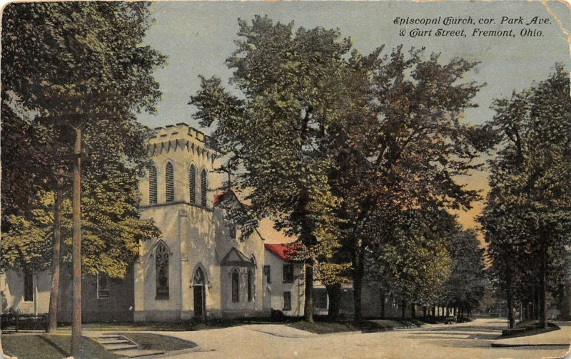 Fremont Ohio 1911 Postcard Episcopal Church corner Park Avenue
