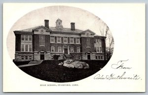 High School  Stamford  Connecticut  Postcard   c1907