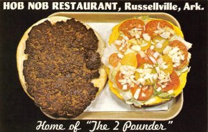 HOB NOB RESTAURANT Hamburger Russellville, AR Roadside Diner c1960s Postcard